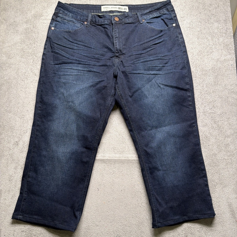 Barbell Apparel Men's Athletic Fit Stretch Jeans Dark Wash Size 40